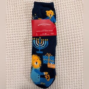 Fuzzy Hanukkah Blue and Yellow Socks